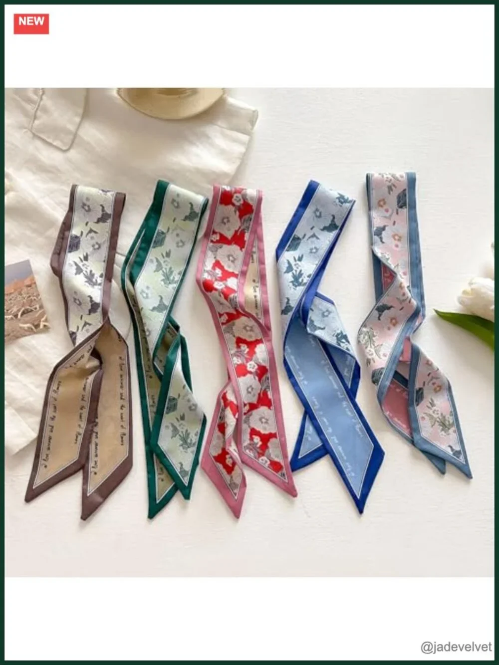 40 Pcs Lightweight Silk-Like Hair Scarves, Purse & Bag Scarf Collection